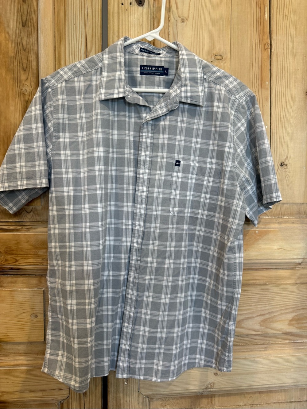 Fish Hippie Men's Gray Plaid Short-Sleeve Button-Down Shirt